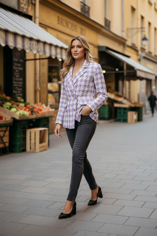 Martha Purple Check Blazer
