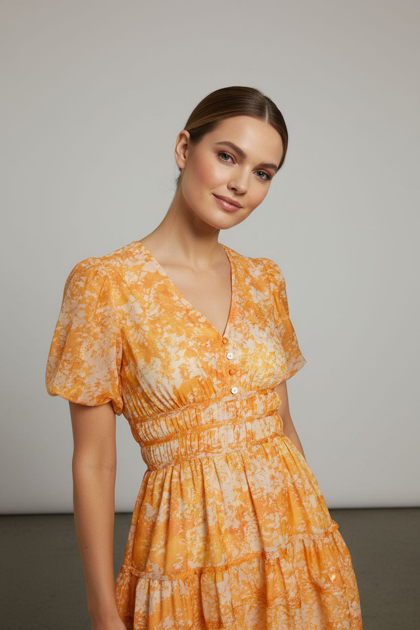 Michaella Printed Dress - Yellow