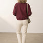 Vivian Striped Bomber Jacket Lightweight Zip Up - Burgundy