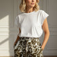 Isabella  Wide Legs Printed Belted Trousers - Khaki