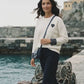Aoife Knit Sweater with Check Prints - Ecru