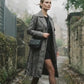 Ashley Faux Leather Maxi Trench Coat - Grey