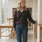 Vivian Check Collar and Cuff Sweater - Choco Brown