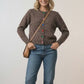 Joanne Heart Shape Button Down Cardigan - Chocolate Brown