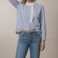 Liz Striped Shirt with Broderie Details - Blue