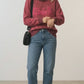 Liz Stripped Logo Knit Sweater - Burgundy