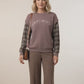 Nicole Sweatshirt with Check Sleeves - Choco Brown