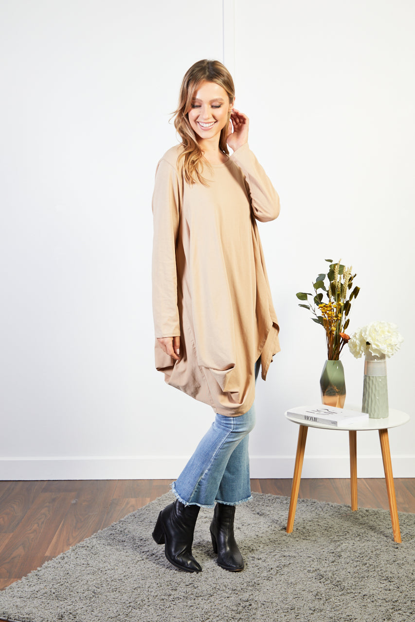 Carmen Beige Oversized Top